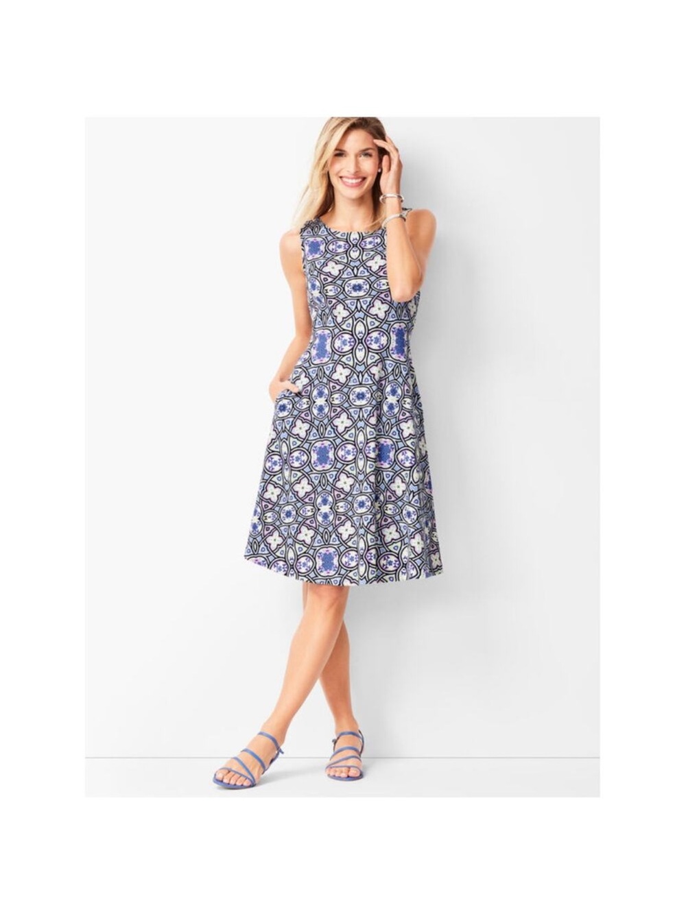 Talbots Mosaic A-Line Sleeveless Dress Small